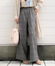 Q | グレンチェックサイドラインワイドパンツ(その他パンツ)
