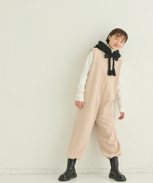 MERLOT（メルロー）の「ニットロンパース（サロペット/オーバーオール・レディース・ブラウン/ナチュラル/ブラック・FREE）」の19枚目の写真