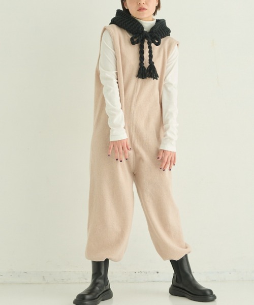 MERLOT（メルロー）の「ニットロンパース（サロペット/オーバーオール・レディース・ブラウン/ナチュラル/ブラック・FREE）」の15枚目の写真