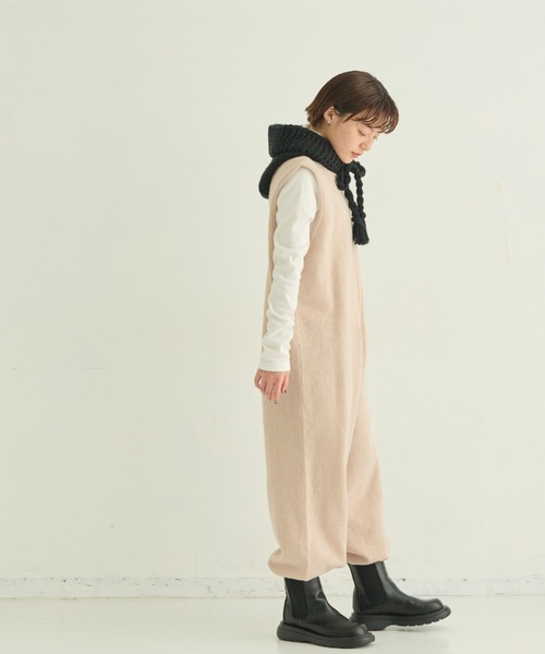 MERLOT（メルロー）の「ニットロンパース（サロペット/オーバーオール・レディース・ブラウン/ナチュラル/ブラック・FREE）」の18枚目の写真