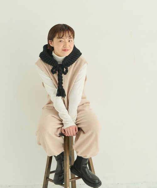 MERLOT（メルロー）の「ニットロンパース（サロペット/オーバーオール・レディース・ブラウン/ナチュラル/ブラック・FREE）」の21枚目の写真