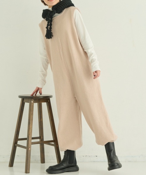 MERLOT（メルロー）の「ニットロンパース（サロペット/オーバーオール・レディース・ブラウン/ナチュラル/ブラック・FREE）」の16枚目の写真