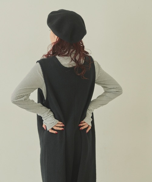 MERLOT（メルロー）の「ニットロンパース（サロペット/オーバーオール・レディース・ブラウン/ナチュラル/ブラック・FREE）」の14枚目の写真