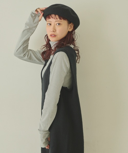 MERLOT（メルロー）の「ニットロンパース（サロペット/オーバーオール・レディース・ブラウン/ナチュラル/ブラック・FREE）」の13枚目の写真