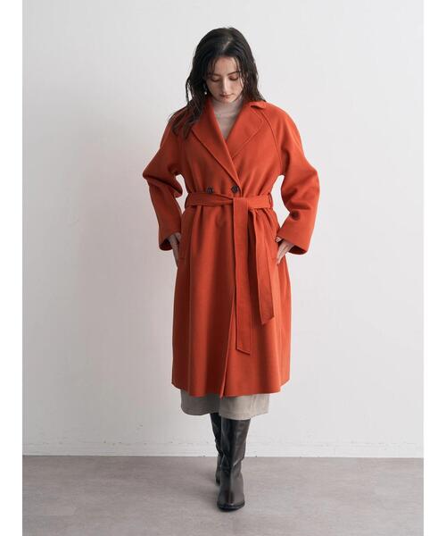 YECCA VECCA（イェッカヴェッカ）の「ライトニットビーバートレンチコート（トレンチコート・レディース・ベージュ/オレンジ/モカ・FREE）」の14枚目の写真