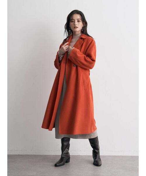 YECCA VECCA（イェッカヴェッカ）の「ライトニットビーバートレンチコート（トレンチコート・レディース・ベージュ/オレンジ/モカ・FREE）」の16枚目の写真