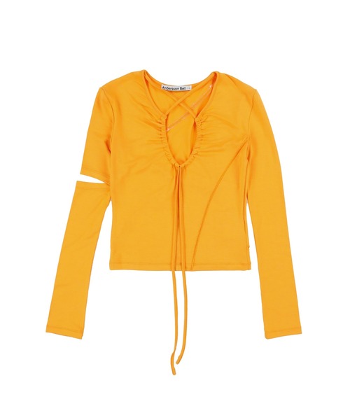 ANDERSSON BELL(アンダースンベル)の「【Andersson Bell】EDIE CROSS STRING EMBROIDERED(Tシャツ/カットソー・レディース・ライトグリーン/オレンジ/グリーン・XS/S)」の3枚目の写真