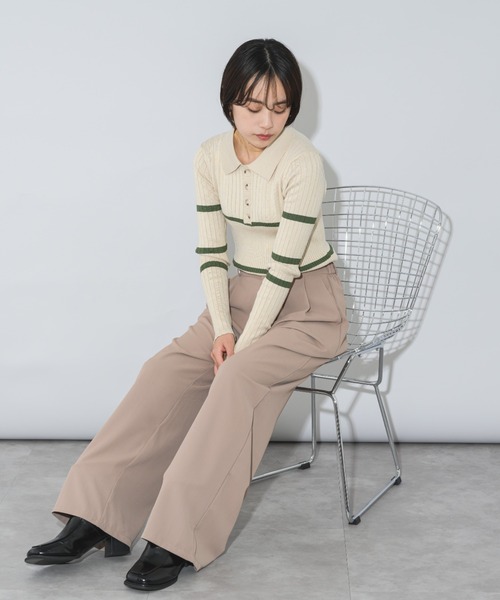 mebole（メボレ）の「ポイントラインバイカラーニットトップス（ニット/セーター・レディース・アイボリー/ブラック/ブルー・FREE）」の16枚目の写真
