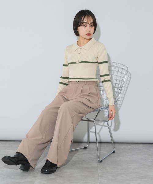 mebole（メボレ）の「ポイントラインバイカラーニットトップス（ニット/セーター・レディース・アイボリー/ブラック/ブルー・FREE）」の12枚目の写真
