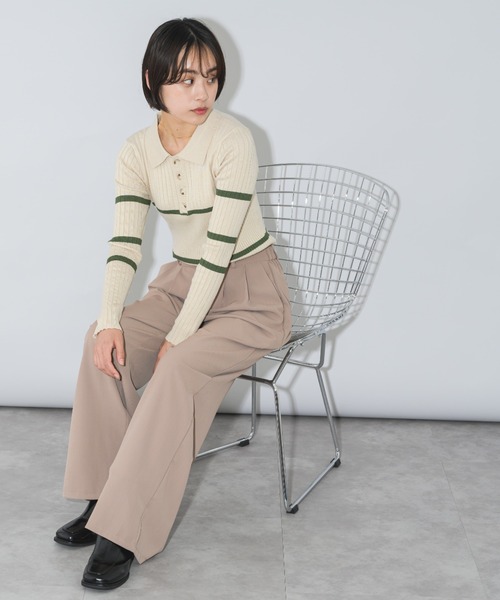 mebole（メボレ）の「ポイントラインバイカラーニットトップス（ニット/セーター・レディース・アイボリー/ブラック/ブルー・FREE）」の14枚目の写真