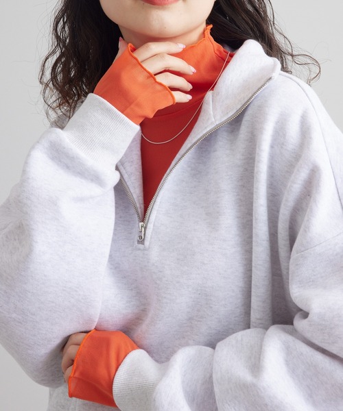 mystic(ミスティック)の「【カラー展開豊富】シアーハイネックプルオーバー(Tシャツ/カットソー・レディース・アイボリー/ブラック/ブルー/グレー/オレンジ・FREE)」の5枚目の写真