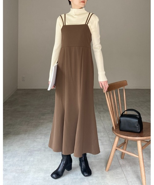 She's Closet（シーズクローゼット）の「プチハイネックタイト長袖リブニットプルオーバー（ニット/セーター・レディース・オフホワイト/グレー/ブラック/アイボリー/ミント/ベージュ/パープル/グリーン/スモークピンク/ブルー/マスタード/グレイッシュベージュ・M/L）」の19枚目の写真