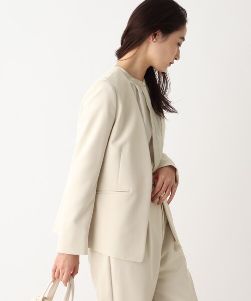 OPAQUE.CLIP(オペークドットクリップ)の「◆DELEGANT ダブルクロスノーカラーVネックジャケット【OPAQUE.CLIP NAVY】(ノーカラージャケット・レディース・ナチュラル/ブラック/ネイビー・34/36/38/40/42)」の17枚目の写真