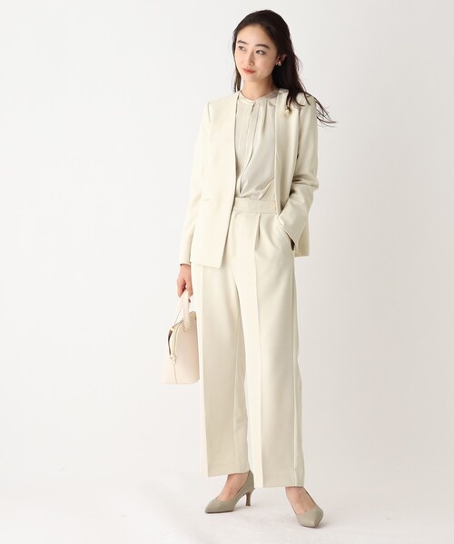 OPAQUE.CLIP(オペークドットクリップ)の「◆DELEGANT ダブルクロスノーカラーVネックジャケット【OPAQUE.CLIP NAVY】(ノーカラージャケット・レディース・ナチュラル/ブラック/ネイビー・34/36/38/40/42)」の13枚目の写真