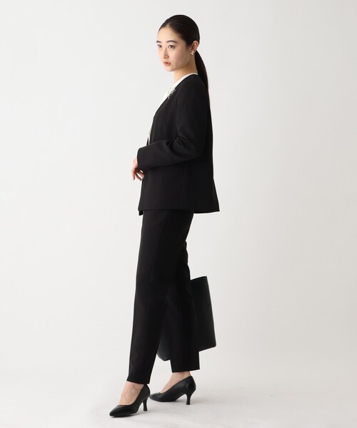 OPAQUE.CLIP(オペークドットクリップ)の「◆DELEGANT ダブルクロスノーカラーVネックジャケット【OPAQUE.CLIP NAVY】(ノーカラージャケット・レディース・ナチュラル/ブラック/ネイビー・34/36/38/40/42)」の16枚目の写真