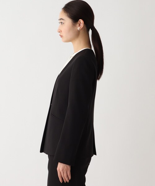 OPAQUE.CLIP(オペークドットクリップ)の「◆DELEGANT ダブルクロスノーカラーVネックジャケット【OPAQUE.CLIP NAVY】(ノーカラージャケット・レディース・ナチュラル/ブラック/ネイビー・34/36/38/40/42)」の11枚目の写真