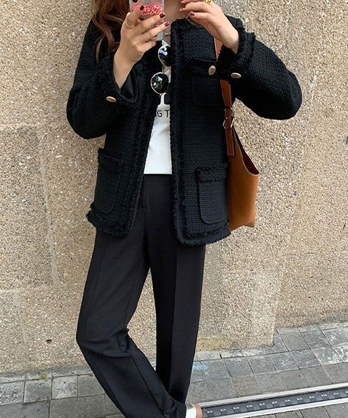 c.u.l（シーユーエル）の「フリンジ ツイードジャケット culw345（ノー