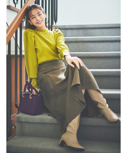 Te chichi(テチチ)の「【貴島明日香コラボ】ウーリッシュロングフレアスカート(スカート・レディース・オフホワイト/イエロー/カーキ・SMALL/MEDIUM)」の3枚目の写真