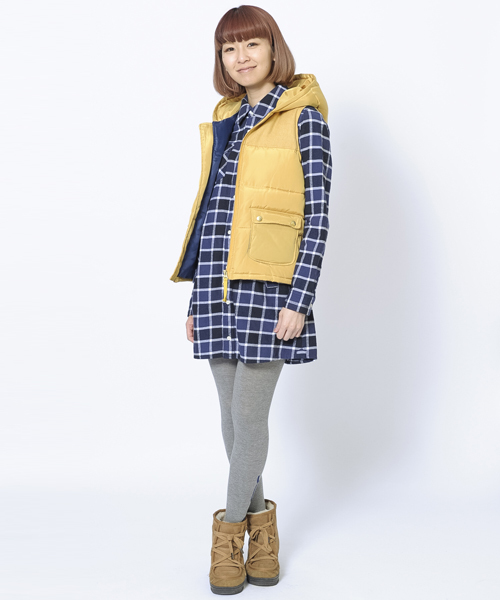 X-girl（エックスガール）の「SHAGGY PLAID SHIRT DRESS（ワンピース・レディース・レッド/グリーン/ネイビー・1/2）」の11枚目の写真