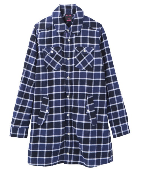 X-girl（エックスガール）の「SHAGGY PLAID SHIRT DRESS（ワンピース・レディース・レッド/グリーン/ネイビー・1/2）」の12枚目の写真