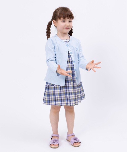 KP（ケーピー）の「TioTio抗ウィルス加工/ダイヤジャガード天竺の前ボタンカーディガン(100～130)（カーディガン/ボレロ・キッズ・ブルー/オフホワイト・110cm/120cm/130cm/100cm）」の16枚目の写真