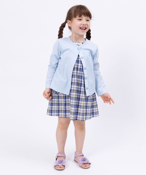 KP（ケーピー）の「TioTio抗ウィルス加工/ダイヤジャガード天竺の前ボタンカーディガン(100～130)（カーディガン/ボレロ・キッズ・ブルー/オフホワイト・110cm/120cm/130cm/100cm）」の14枚目の写真