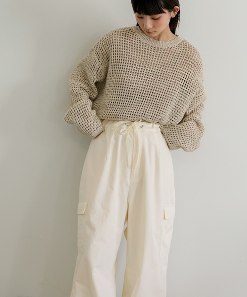 select MOCA(セレクトモカ)の「ナイロンワイドカーゴパンツ(カーゴパンツ・レディース・アイボリー/ブラック/ライトイエロー・FREE)」の12枚目の写真