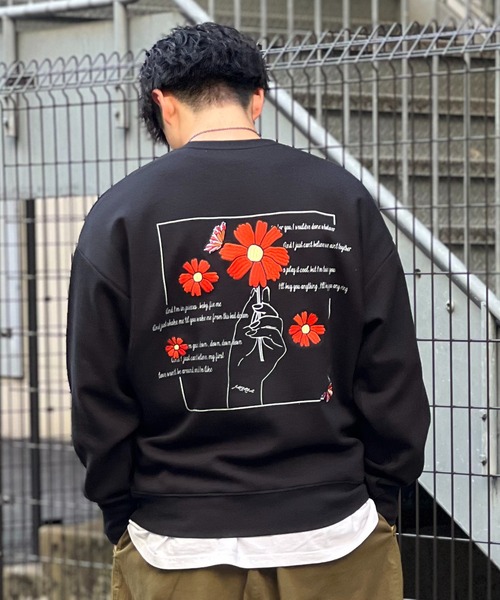 JE-フラワーバタフライ・クルースウェット