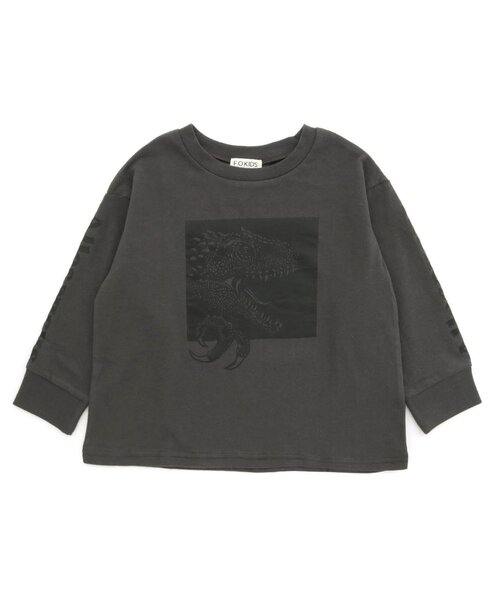 F.O.KIDS(エフオーキッズ)の「ALLOSAURUS BOX TEE(Tシャツ/カットソー・キッズ・ベージュ/パープル/チャコール・140/120/80/130/95/90/100/110)」の1枚目の写真