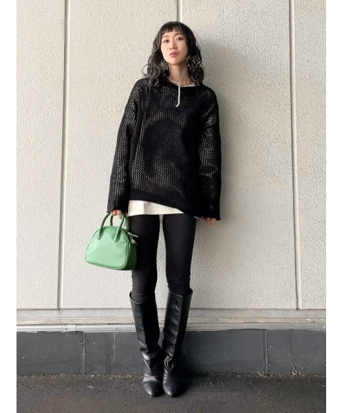 BACK NUMBER(バックナンバー)の「【BACK NUMBER】透かし編みニット(ニット/セーター・レディース・ネイビー×ホワイト/ブラック/ブルー・M/L)」の22枚目の写真