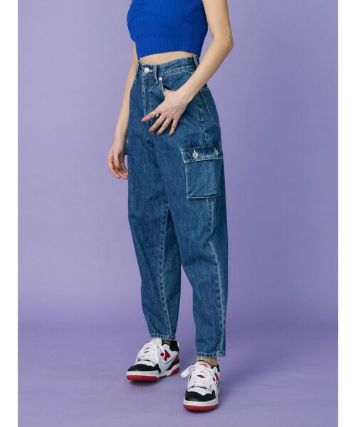 EVRIS（エヴリス）の「カーゴデザインデニムパンツ（デニムパンツ・レディース・インディゴブルー/カーキ・SMALL/MEDIUM）」の7枚目の写真