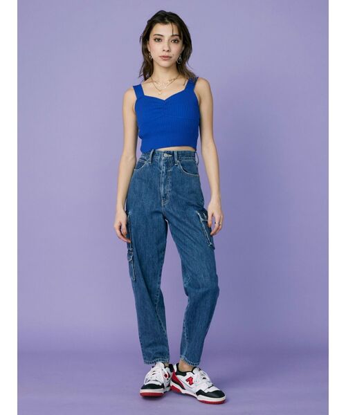 EVRIS（エヴリス）の「カーゴデザインデニムパンツ（デニムパンツ・レディース・インディゴブルー/カーキ・SMALL/MEDIUM）」の8枚目の写真