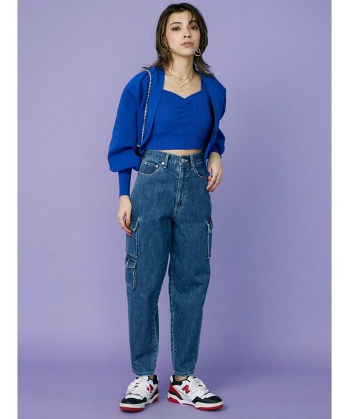 EVRIS（エヴリス）の「カーゴデザインデニムパンツ（デニムパンツ・レディース・インディゴブルー/カーキ・SMALL/MEDIUM）」の9枚目の写真