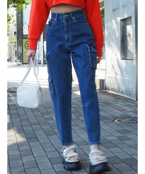EVRIS（エヴリス）の「カーゴデザインデニムパンツ（デニムパンツ・レディース・インディゴブルー/カーキ・SMALL/MEDIUM）」の21枚目の写真