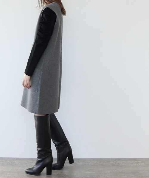 DRESSLAVE(ドレスレイブ)の「Sugar Rose / v neck midi dress(Vネックミディ丈ワンピース)(ジャンパースカート・レディース・チャコールグレー/ブラック・38)」の11枚目の写真