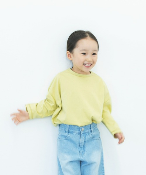 ooju(オージュ)の「【ooju】ロングTシャツ(Tシャツ/カットソー・キッズ・ライム/ネイビー/ベージュ・1/2/3/4)」の3枚目の写真