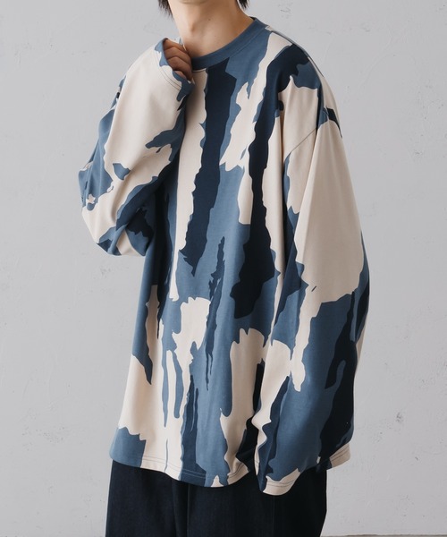 epnok（エプノック）の「ニュアンスプリントルーズロンT（Tシャツ/カットソー・メンズ・ベージュ/ブラック/ブルー・SMALL/MEDIUM/LARGE）」の3枚目の写真