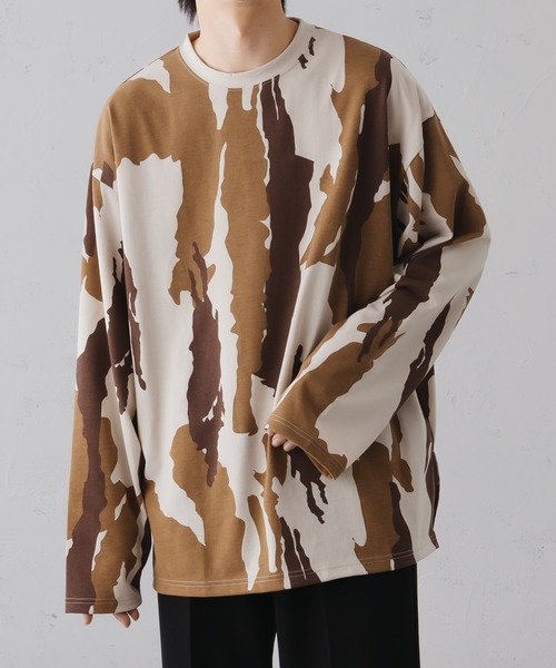 epnok（エプノック）の「ニュアンスプリントルーズロンT（Tシャツ/カットソー・メンズ・ベージュ/ブラック/ブルー・SMALL/MEDIUM/LARGE）」の22枚目の写真