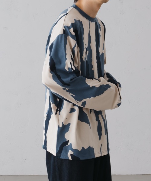 epnok（エプノック）の「ニュアンスプリントルーズロンT（Tシャツ/カットソー・メンズ・ベージュ/ブラック/ブルー・SMALL/MEDIUM/LARGE）」の6枚目の写真