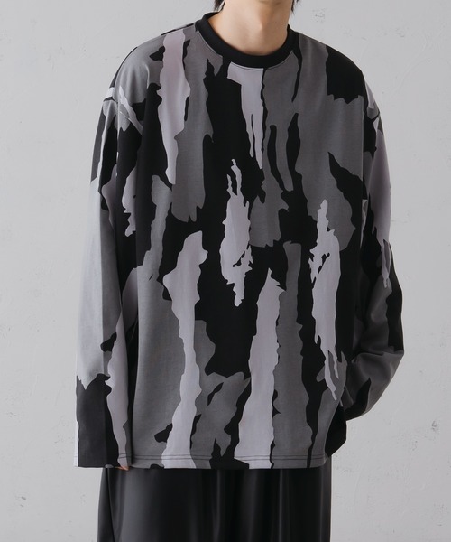 epnok（エプノック）の「ニュアンスプリントルーズロンT（Tシャツ/カットソー・メンズ・ベージュ/ブラック/ブルー・SMALL/MEDIUM/LARGE）」の8枚目の写真