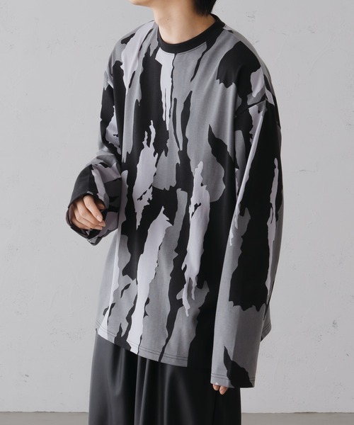 epnok（エプノック）の「ニュアンスプリントルーズロンT（Tシャツ/カットソー・メンズ・ベージュ/ブラック/ブルー・SMALL/MEDIUM/LARGE）」の20枚目の写真