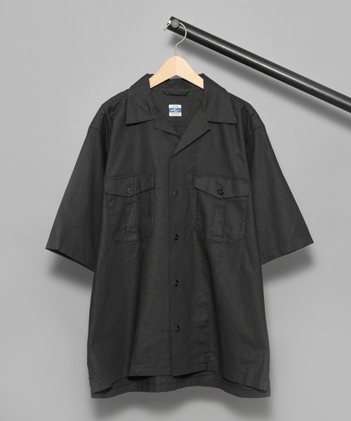 ARMY TWILL（アーミーツイル）の「【 ARMY TWILL / アーミーツイル 】COTTON / LINEN SLAB H/S UTILITY SHIRT / コットン リネン シャツ（シャツ/ブラウス・メンズ・ブラック/カーキ・LARGE/MEDIUM）」の2枚目の写真