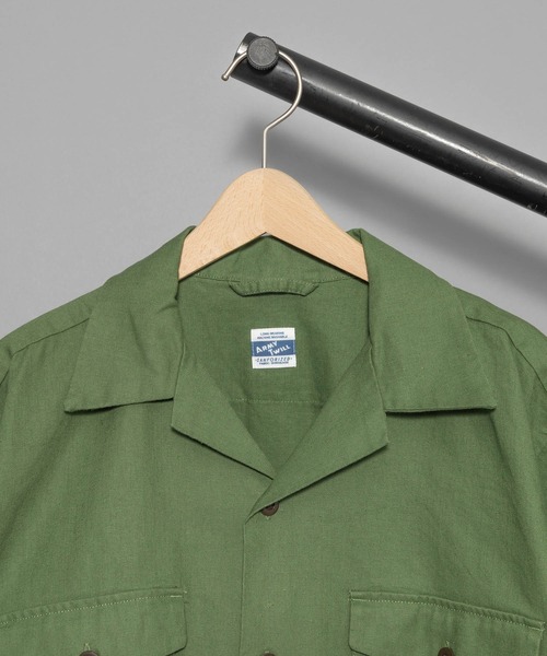 ARMY TWILL（アーミーツイル）の「【 ARMY TWILL / アーミーツイル 】COTTON / LINEN SLAB H/S UTILITY SHIRT / コットン リネン シャツ（シャツ/ブラウス・メンズ・ブラック/カーキ・LARGE/MEDIUM）」の9枚目の写真