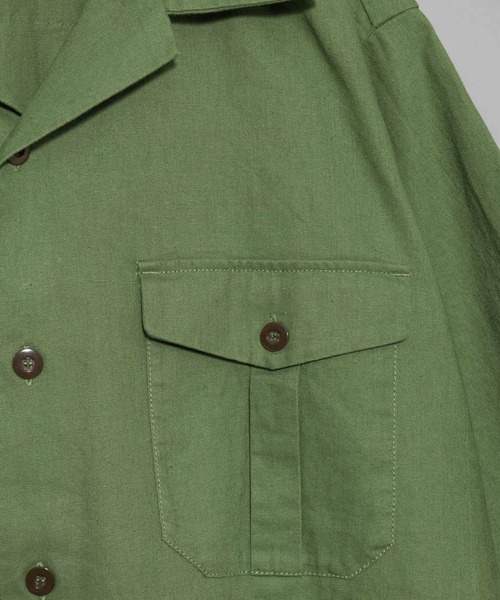 ARMY TWILL（アーミーツイル）の「【 ARMY TWILL / アーミーツイル 】COTTON / LINEN SLAB H/S UTILITY SHIRT / コットン リネン シャツ（シャツ/ブラウス・メンズ・ブラック/カーキ・LARGE/MEDIUM）」の8枚目の写真