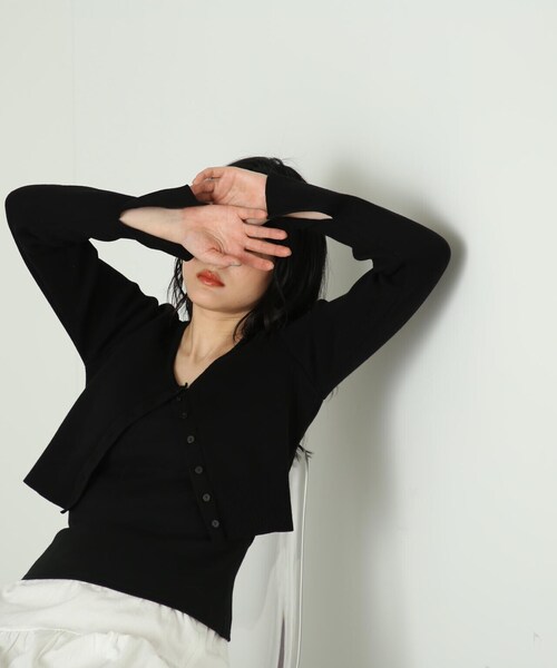 FREE'S MART（フリーズマート）の「◆袖スリットラウンドネックカーディガン（カーディガン/ボレロ・レディース・ブルー/ピンク/ブラック/ホワイト・FREE）」の18枚目の写真