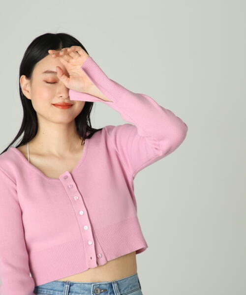 FREE'S MART（フリーズマート）の「◆袖スリットラウンドネックカーディガン（カーディガン/ボレロ・レディース・ブルー/ピンク/ブラック/ホワイト・FREE）」の16枚目の写真