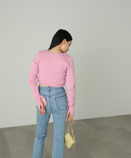 FREE'S MART（フリーズマート）の「◆袖スリットラウンドネックカーディガン（カーディガン/ボレロ・レディース・ブルー/ピンク/ブラック/ホワイト・FREE）」の22枚目の写真