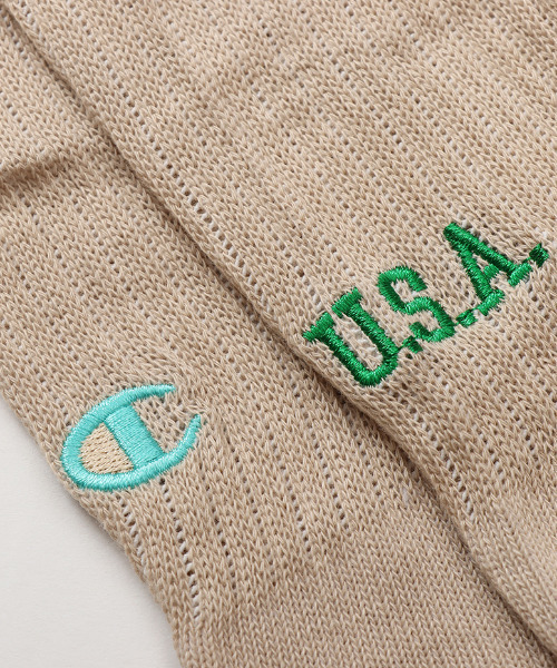 Champion（チャンピオン）の「Champion/チャンピオン ソックス ウィメンズ フルレングスソックス CWSAX004（ソックス/靴下・レディース・ベージュ/ホワイト・S）」の2枚目の写真