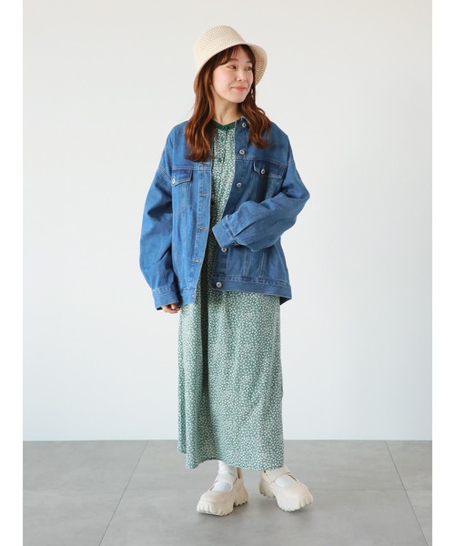 ehka sopo（エヘカソポ）の「小花柄配色パイピングワンピース（ワンピース・レディース・ブラック/ブルー/グリーン・ﾌﾘ-）」の5枚目の写真