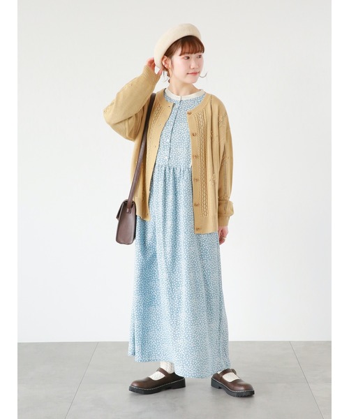 ehka sopo（エヘカソポ）の「小花柄配色パイピングワンピース（ワンピース・レディース・ブラック/ブルー/グリーン・ﾌﾘ-）」の13枚目の写真